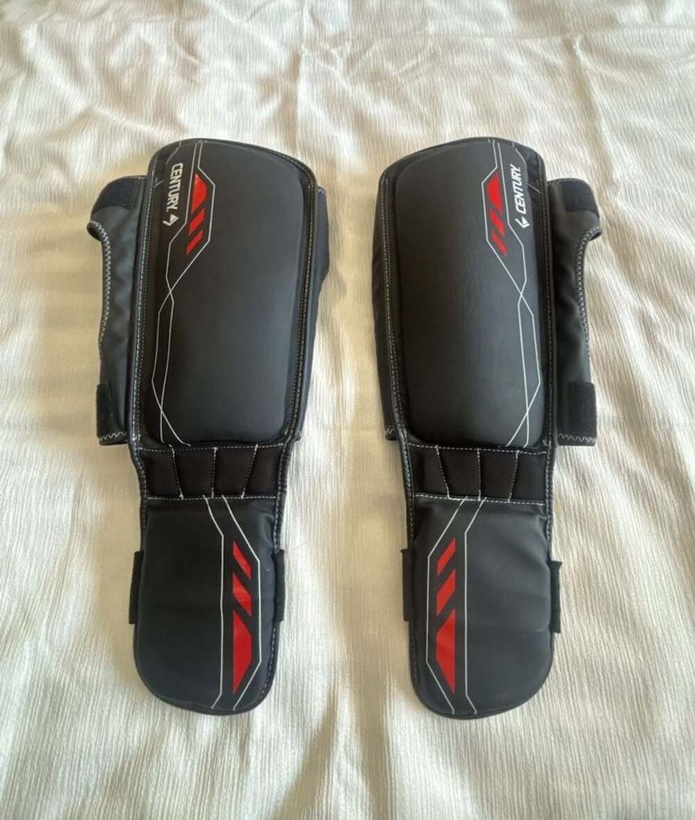 Century Martial Arts Brave Shin Guards Black and Red L/XL